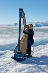 Harpist Alice Giles from her Antarctic Adventure