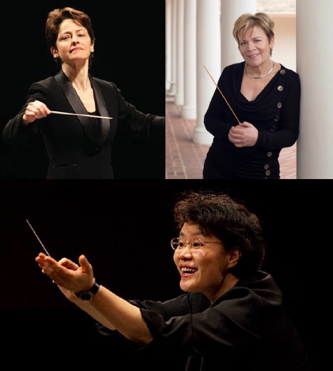 Conductors Laura Jackson (L), Marin Alsop (R), and Mei-Ann Chen