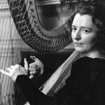 Edna Phillips, harp, Philadelphia Orchestra. (Published in the Inquirer 1941. PHOTO: R. T. Doone)