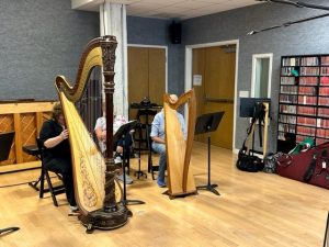 Hiding behind the harps - students of Victoria Kinney