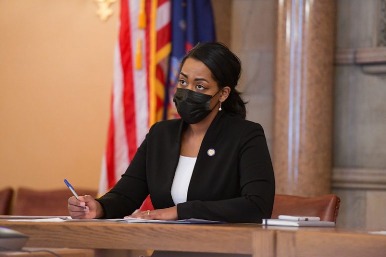 Senate Mental Health Committee Chair Samra Brouk conducts a committee meeting in the Capitol. 

Photo courtesy of NYS Senate Media Services