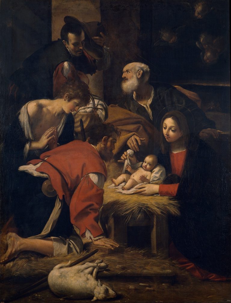 Adoración de los pastores (Giacomo Cavedone, 1628)