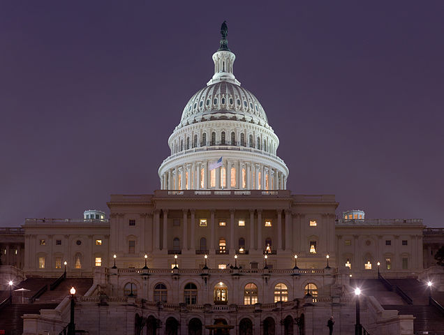 US Capitol at night