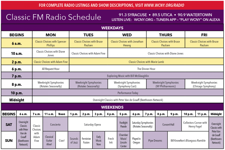 Playlist & Schedules WCNY