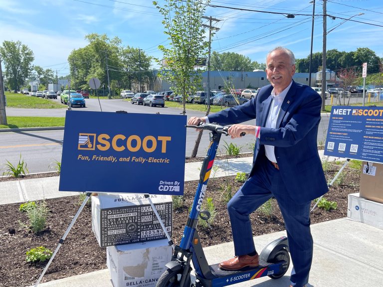 Capital District Transportation Authority CEO Carm Basile on scooter